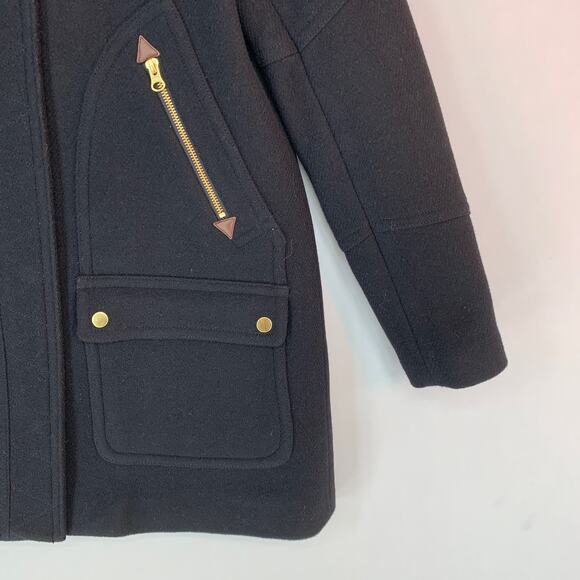 J. Crew Women Chateau Parka In Italian Stadium Cloth 2 Black Nello Gori Coat - Picture 3 of 12